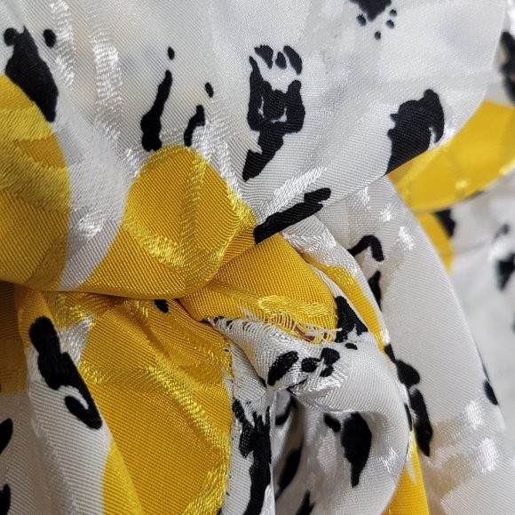 Alia Button Front Blouse Shirt Floral Long Sleeve Collared Yellow White Womens M - Picture 9 of 10